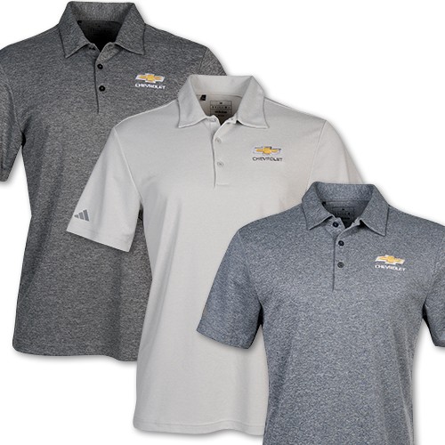 Men's Chevrolet Adidas Heathered Polo with Gold Bowtie