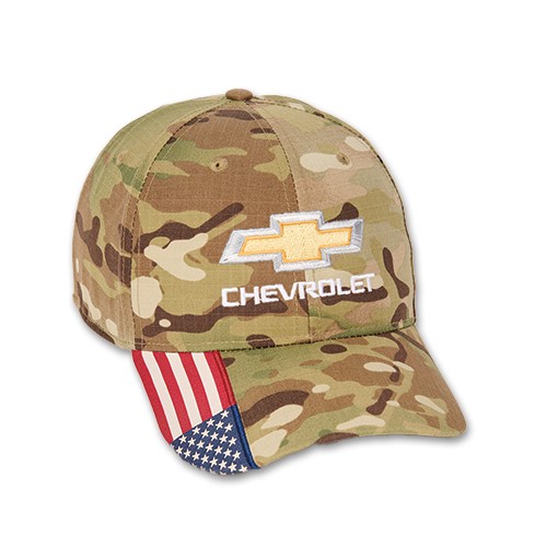 Chevrolet American Flag Camo Hat with Gold Bowtie 