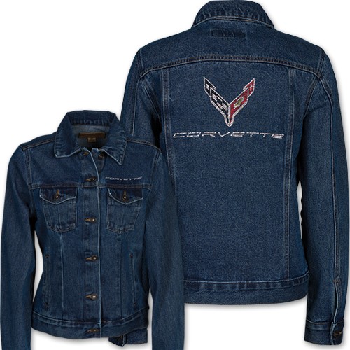 Ladies C8 Corvette Jeweled Denim Jacket