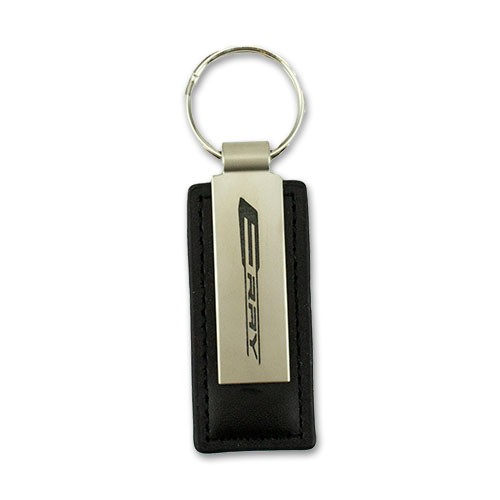 Corvette E-Ray Metal/Leather Key Tag