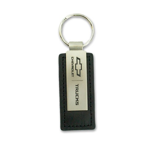 Chevy Trucks Metal/Leather Key Tag with Bowtie