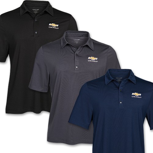 Men's Chevrolet Snap-Up Performance Polo with Gold Bowtie