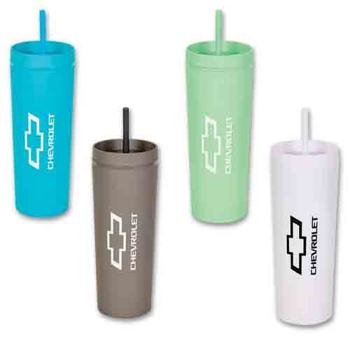 Chevy 17oz Mug with Straw and Bowtie