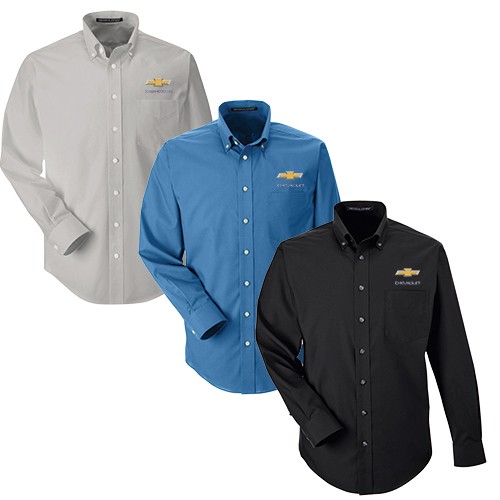 Chevy Solid Broadcloth Dress Shirt with Gold Bowtie