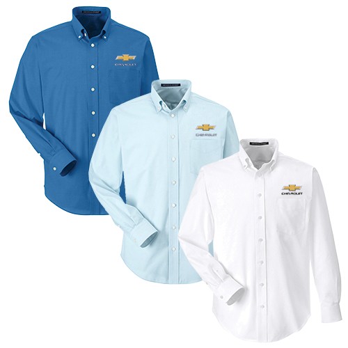 Chevy Solid Oxford Dress Shirt with Gold Bowtie