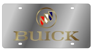 Buick Stainless Style Gold Word License Plate 
