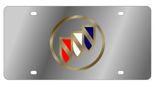 Buick Stainless Style License Plate with Gold Logo