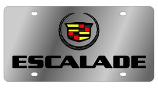 Cadillac Escalade License Plate - Stainless Black Font