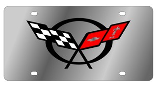 Corvette C5 Flags Stainless Style License Plate