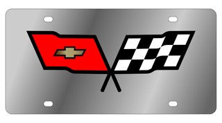 Corvette C3 Flags Stainless Style License Plate