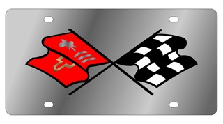 Corvette C2 Nostalgia Flags Stainless Style License Plate