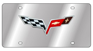 C6 Corvette Flags Stainless Style License Plate 