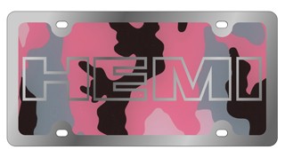 HEMI outline - License Plate - Stainless Style