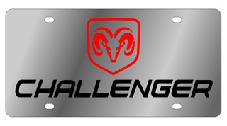 Dodge Challenger Stainless Steel License Plate with Ram