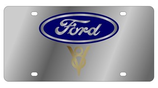 Ford V8 License Plate - Stainless Style