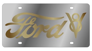 Ford V8 License Plate - Stainless Style