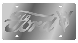 Ford V8 License Plate - Stainless Style