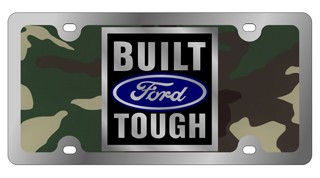 Camo Built Ford Tough - License Plate - Stainless Style