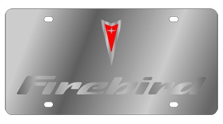 Pontiac Firebird License Plate with Silver Font