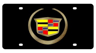 Cadillac Lazer Tag Gold Logo License Plate 