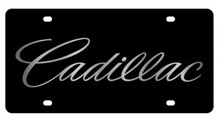 Cadillac Lazer-Tag License Plate Silver Script