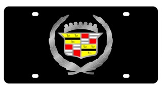 Cadillac Silver Logo Lazer Tag License Plate