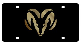 Dodge Ram Lazer-Tag License Plate Gold Logo