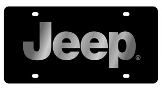Jeep Lazer-Tag License Plate Silver Logo