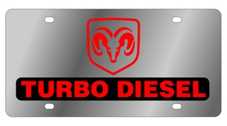 Dodge Ram Turbo Diesel Lazer-Tag Silver License Plate