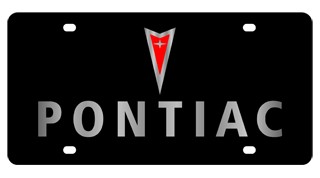 Pontiac Lazer-Tag License Plate Silver Logo/Word