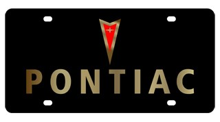 Pontiac Lazer-Tag License Plate Gold Word/Logo