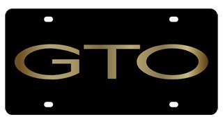 Pontiac GTO Lazer-Tag License Plate Gold Word
