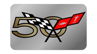 Chevrolet Corvette C5 Exhaust Enhancer Plate - C5 Big 50th & Flags (Stainless Steel)