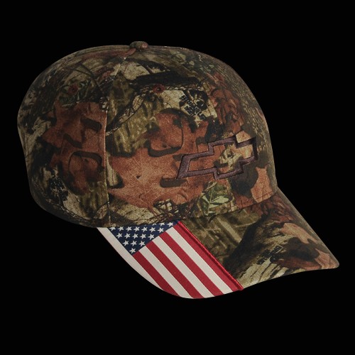Chevy Camo Hat with American Flag by Mossy Oak