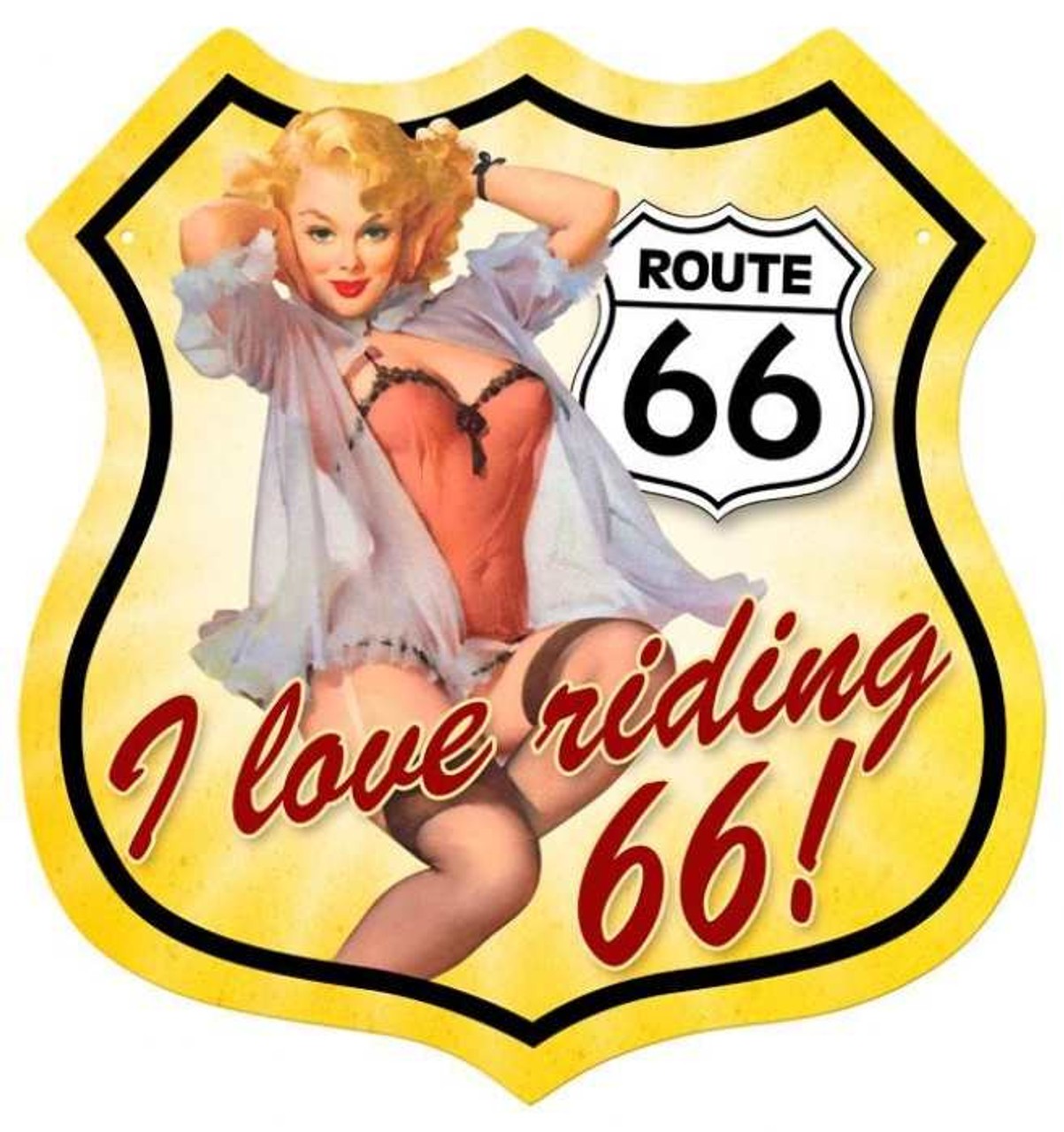 Route 66 Pinup Vintage Sign 15 x 15
