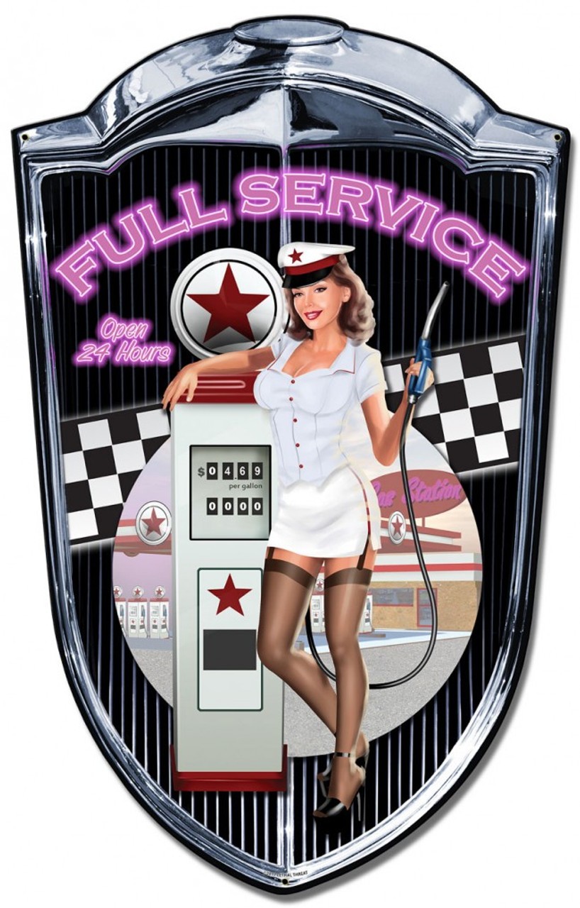 Grill Gas Pump Pinup Sign