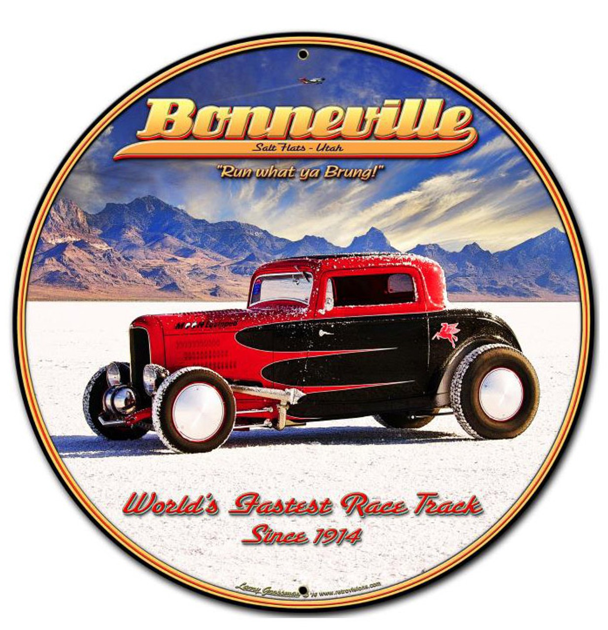 Bonnevile Round Metal Sign 28 x 28