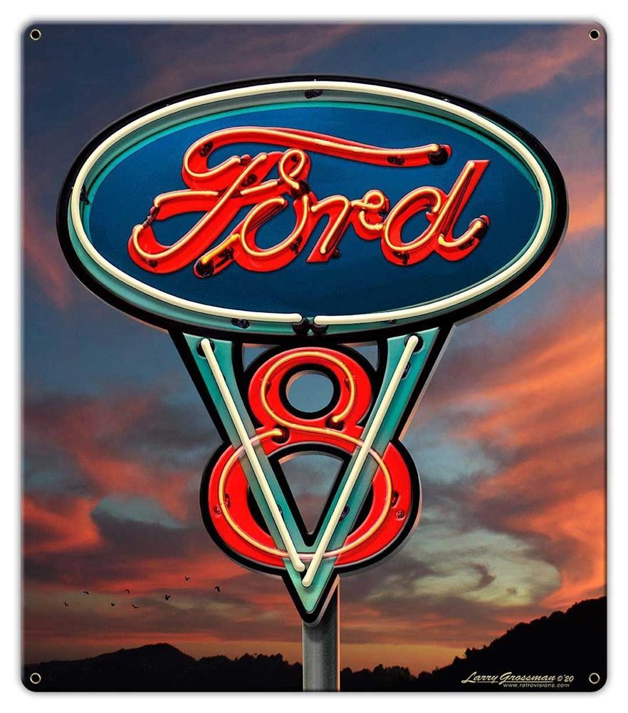 Ford Neon V-8 Sign 14 x 16