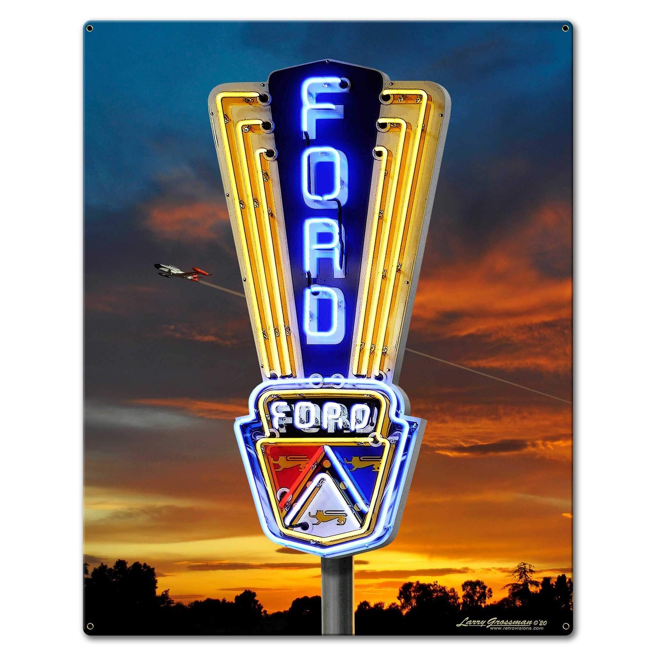 Ford Neon Car Metal Sign 14 x 16