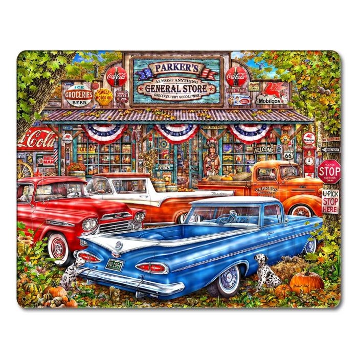 Parker's General Store Trucks Vintage Metal Sign 15 X 12