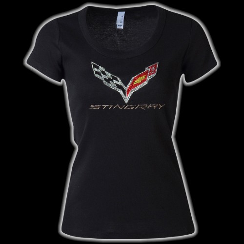 Ladies C7 Corvette Stingray T Shirt with Rhinestones