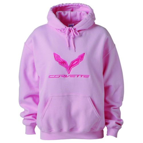Ladies Pink C7 Corvette Hooded Sweatshirt