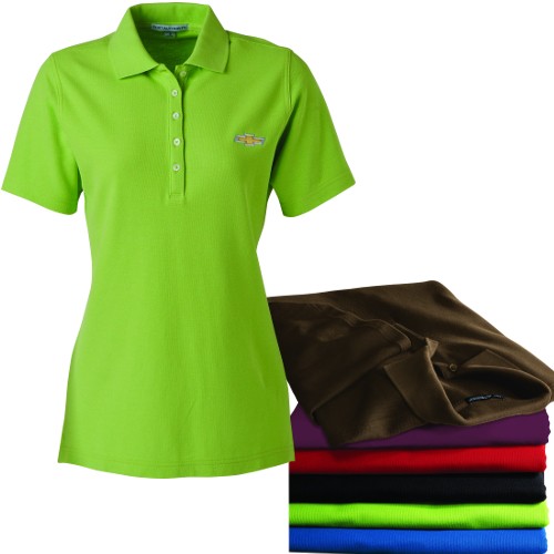 Ladies EZCotton Pique Polo with Gold Chevy Bowtie