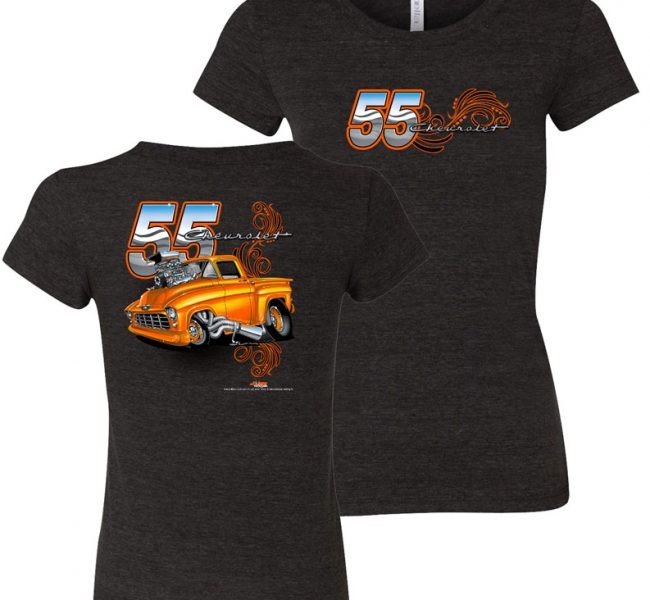 Ladies 55 Chevy Truck Tooned Up T Shirt
