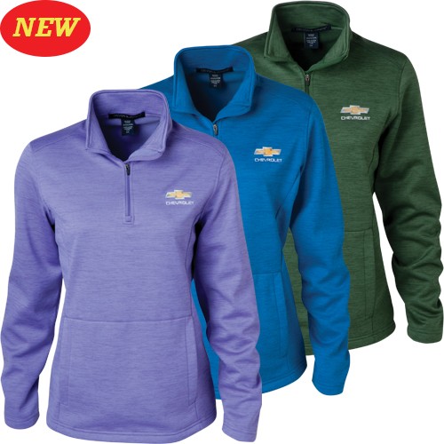 Ladies Chevrolet Quarter Zip Fleece with Gold Bowtie