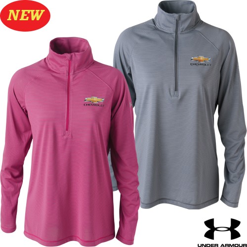 Ladies Chevrolet Under Armour Tech-Stripe 1/4 Zip Pullover with Gold Bowtie