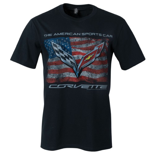 C7 Corvette Vintage USA Flag T Shirt