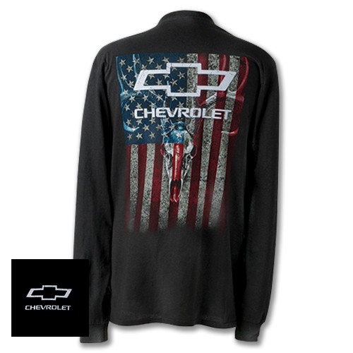 Chevy Skull with Stripes Long Sleeve Shirt with Bowtie