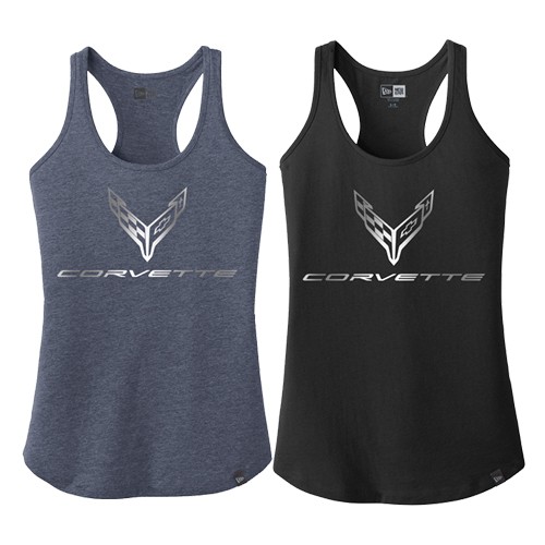 Ladies C8 Corvette Foil Racerback Tank Top