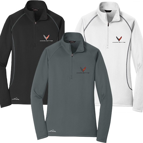 Ladies C8 Corvette Eddie Bauer 1/2 Zip Fleece